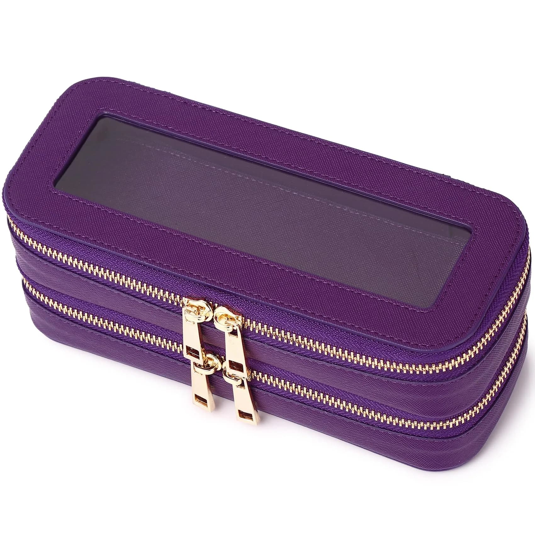 Pinkmik B3/D.Purple 2-Layer SLIM Clear Makeup Bag - TSA Approved Travel Cosmetic Case - main product image