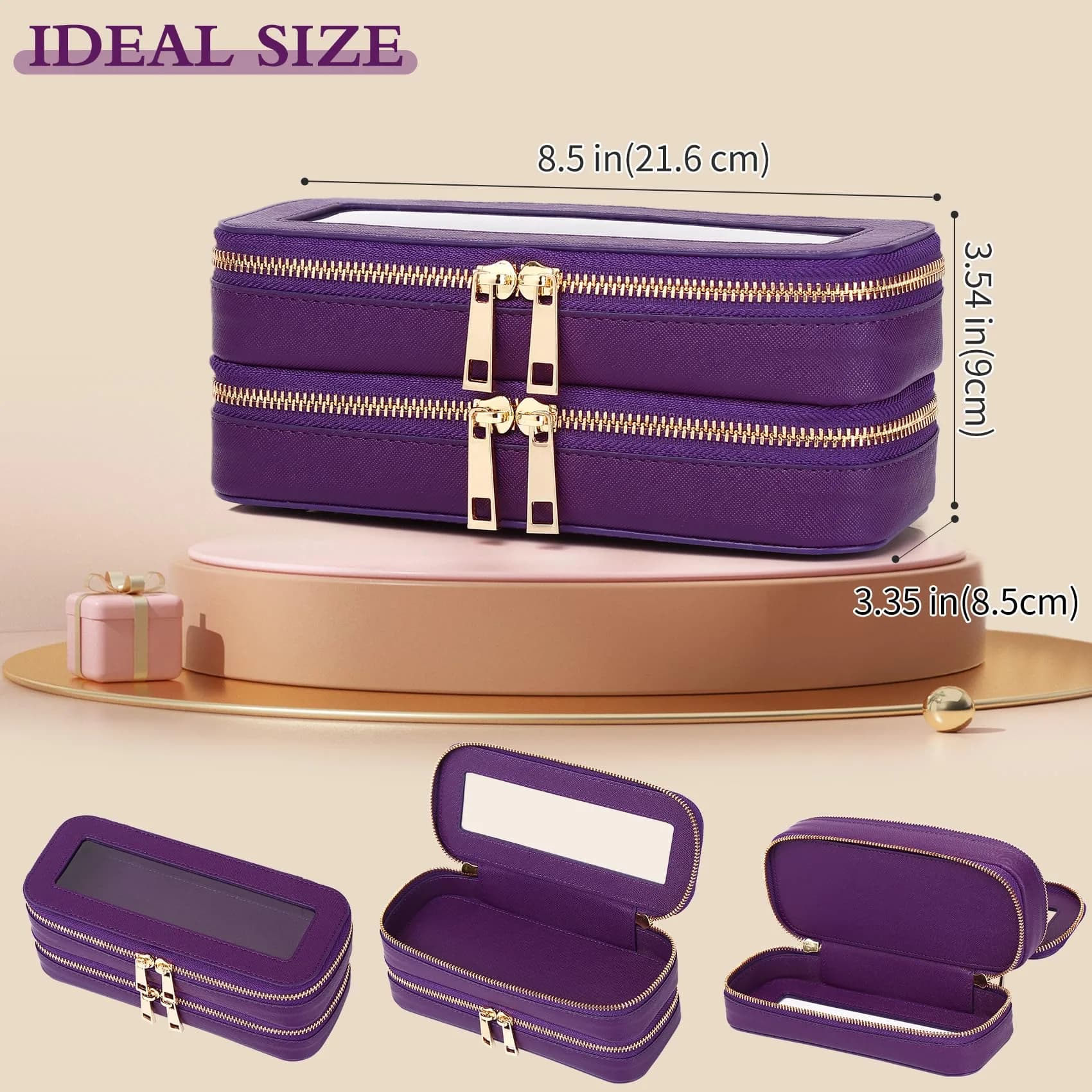 Pinkmik B3/D.Purple 2-Layer SLIM Clear Makeup Bag - TSA Approved Travel Cosmetic Case - view 4