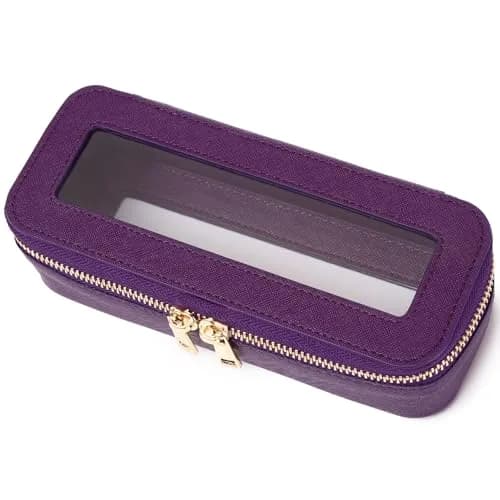 Pinkmik Slim Makeup Brush Case Purple with Clear Window | 7.9" x 3" x 2.2" thumbnail 1