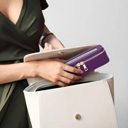 Pinkmik Slim Makeup Brush Case Purple with Clear Window | 7.9" x 3" x 2.2" thumbnail 4