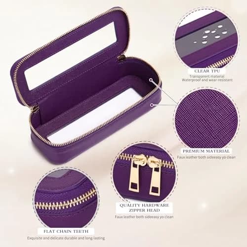 Pinkmik Slim Makeup Brush Case Purple with Clear Window | 7.9" x 3" x 2.2" thumbnail 6
