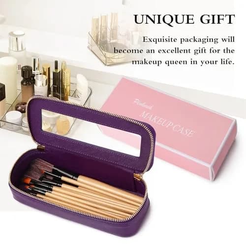 Pinkmik Slim Makeup Brush Case Purple with Clear Window | 7.9" x 3" x 2.2" thumbnail 7