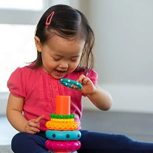 Sassy Stacks of Circles Stacking Ring STEM Learning Toy | 12-Pack, 9 Pieces Each | Age 6-24 Months thumbnail 4