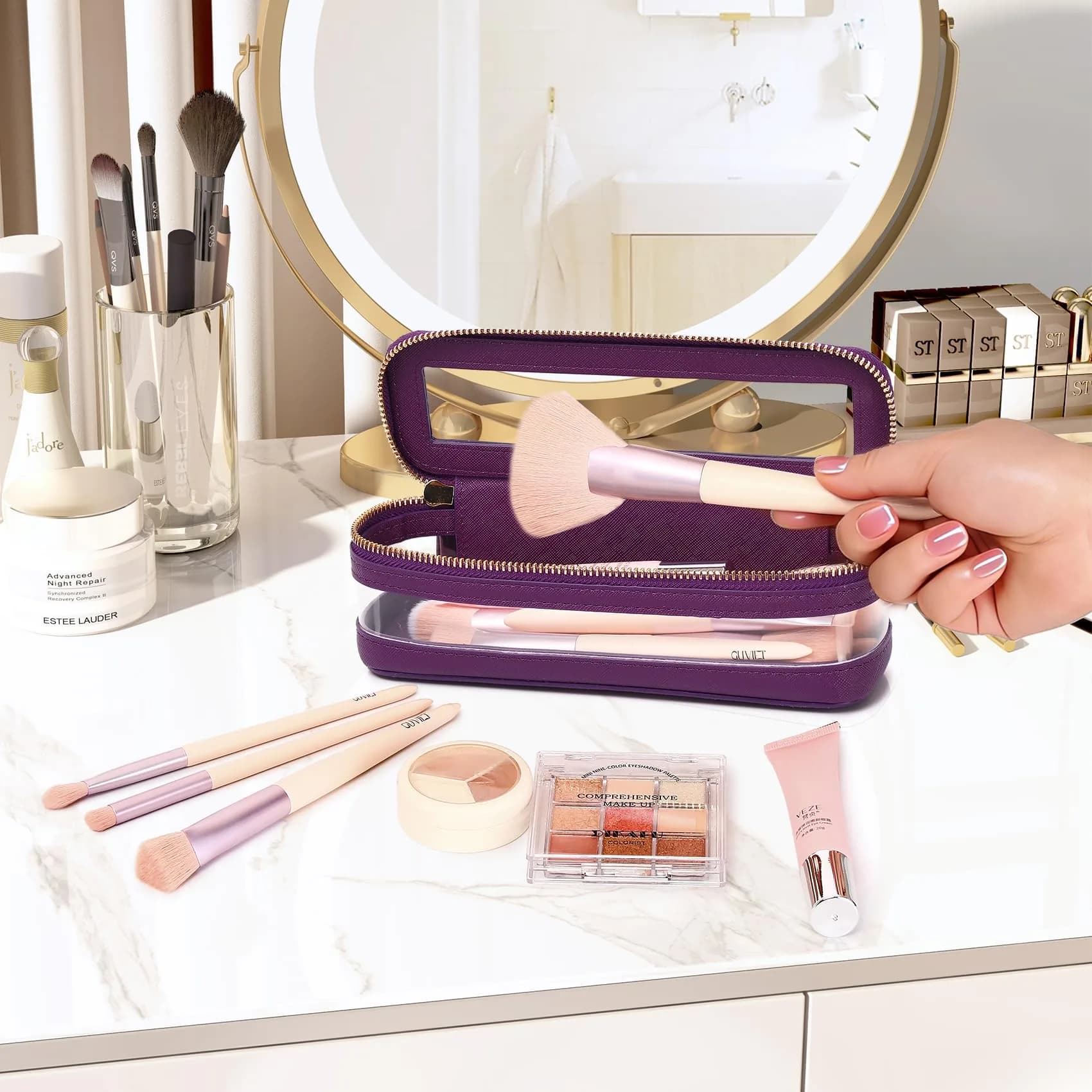 Pinkmik D.Purple Slim-1 Clear Makeup Bag Set - TSA Approved Travel Cosmetic Case - view 2