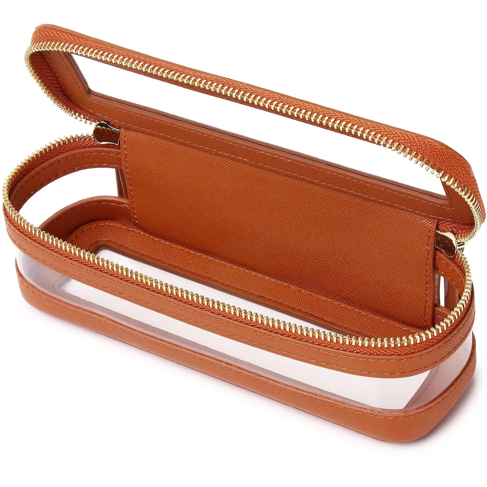 Pinkmik B2/Brown Slim Makeup Brush Case - TSA Approved Travel Cosmetic Bag - main product image