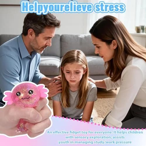 Puffwize Axolotl Squishy Toy | Stress Relief Fidget Toy for Kids & Adults (Pink, 9.5×6×4cm) thumbnail 6