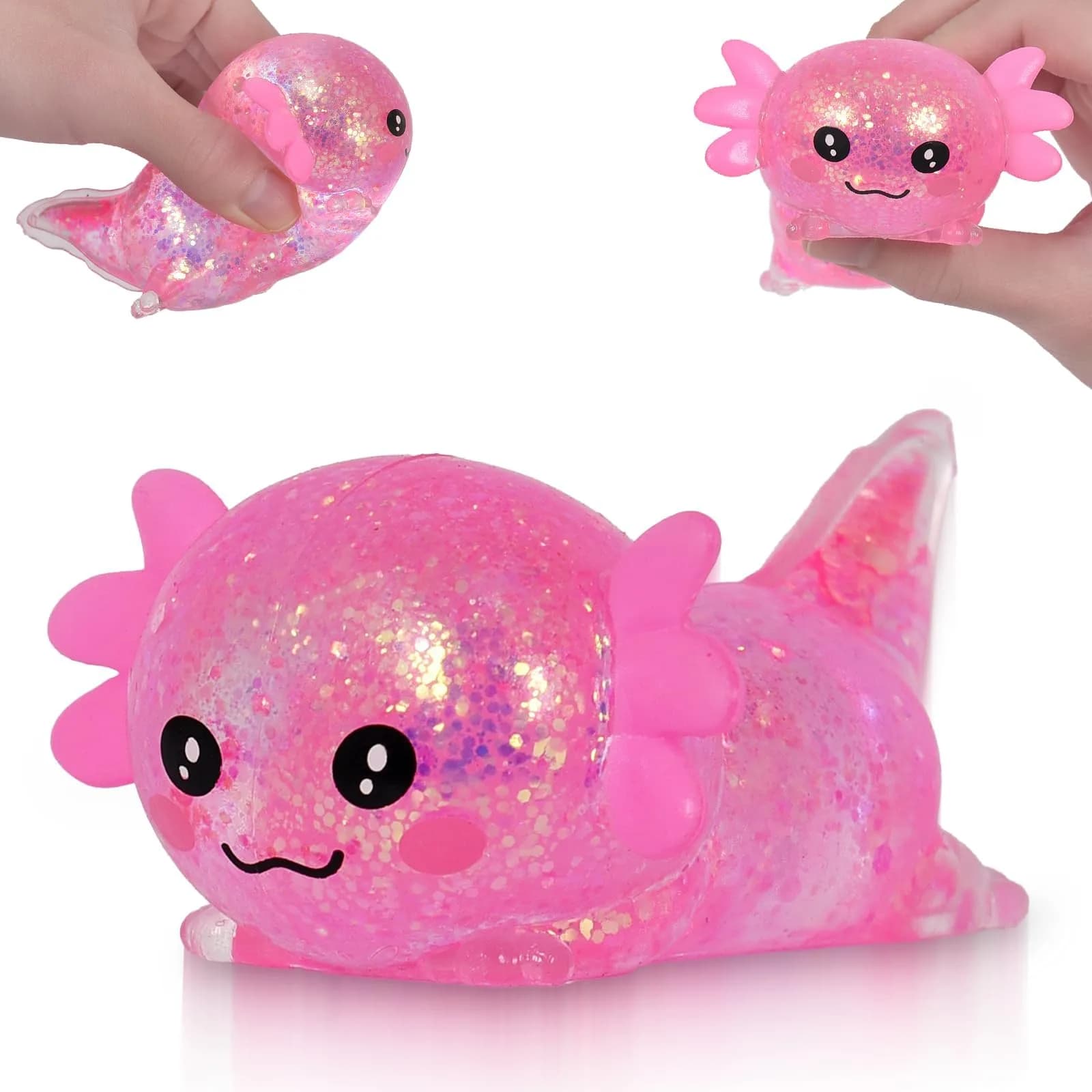 Puffwize Axolotl Squishy Toy | Stress Relief Fidget Toy for Kids & Adults (Green) — Proneaxolotl-pink
