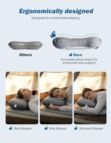 JOYTUTUS Inflatable Camping Pillow Ultralight for Travel, Camping, Hiking | Ergonomic Neck & Lumbar Support thumbnail 3