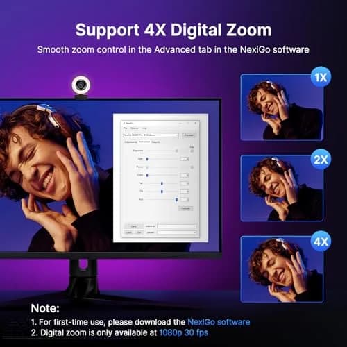 NexiGo N680E Pro 4K Webcam with Ring Light, PDAF Autofocus, 1080p 60FPS, Dual Noise-Canceling Mics, Privacy Shutter, USB Plug-and-Play thumbnail 8