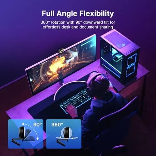NexiGo N680E Pro 4K Webcam with Ring Light, PDAF Autofocus, 1080p 60FPS, Dual Noise-Canceling Mics, Privacy Shutter, USB Plug-and-Play thumbnail 9