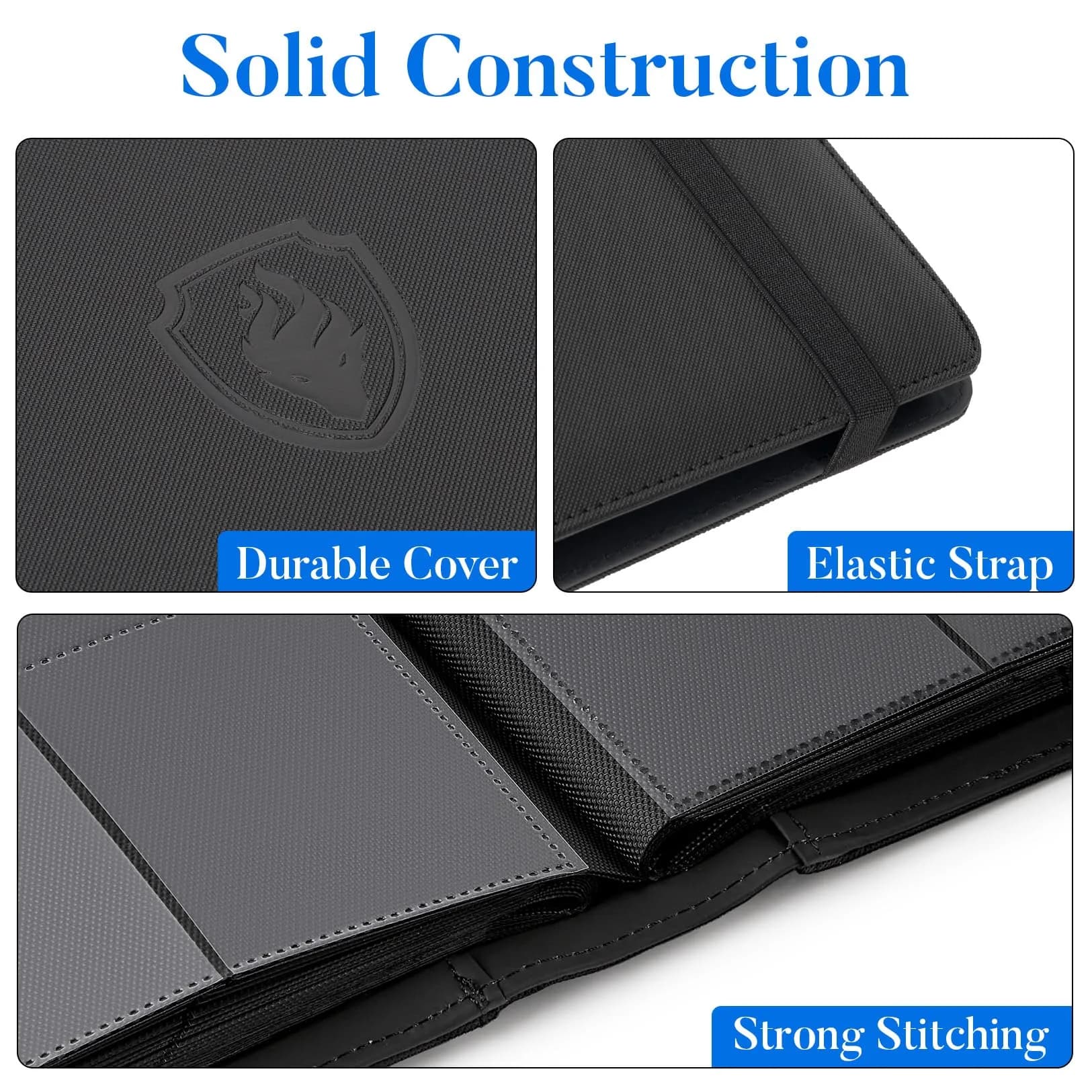 Fabmaker 912 Pocket Card Binder with Black PU Cover | Archival Safe Card Album for TCG & Sports Cards - view 2