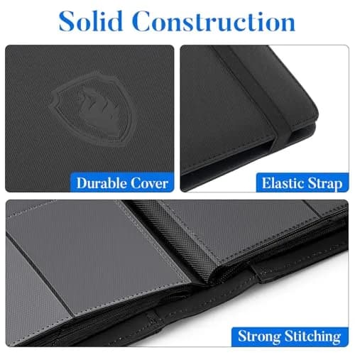 Fabmaker 12 Pocket Trading Card Binder for 912 Cards, PU Cover Card Album | Archival Safe, Water-Resistant, Side Loading thumbnail 2