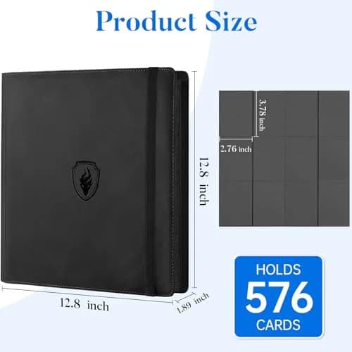 Fabmaker 12 Pocket Trading Card Binder for 576 Cards, PU Cover Card Album | Archival Safe, Water-Resistant thumbnail 6