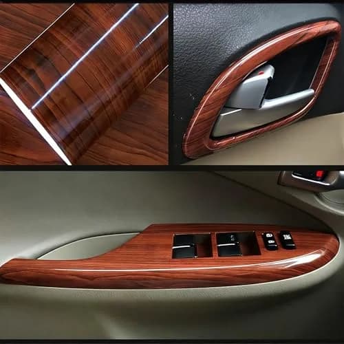 GreceYou Wood Grain Vinyl Wrap Sticker Decal for Car Interiors 30x200cm (11.8 x 78.75in) | High Glossy Brown Birds Eye Wood Grain thumbnail 3