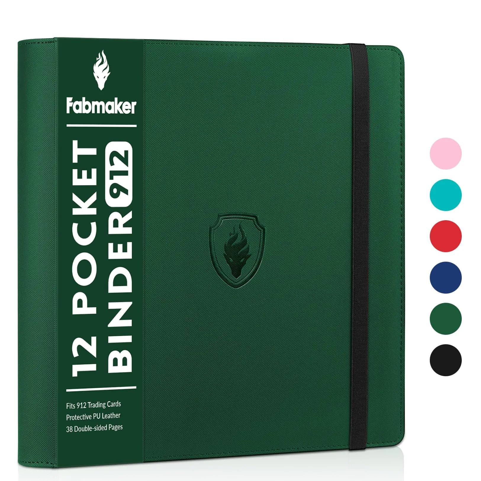 Fabmaker 12 Pocket Card Binder for 912 Cards, Dark Green | Acid-Free Archival Safe Display Album - main product image