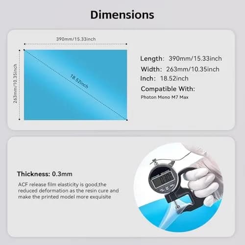 UniTak3D Photon Mono M7 Max ACF Release Film 3Pcs 13.6 Inch | Fast FEP Film for High Speed Printing thumbnail 2