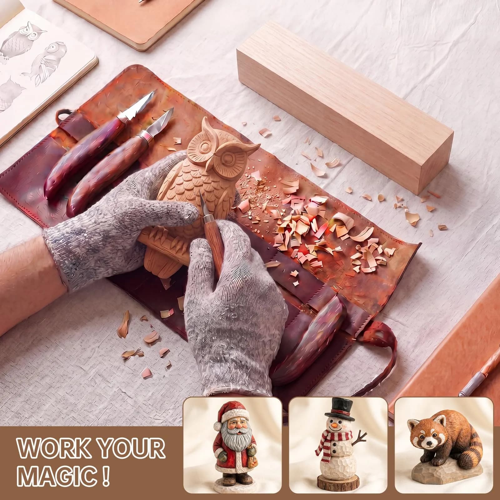 PONGJA Basswood Carving Blocks 30.48cm x 5.08cm x 5.08cm (12 x 2 x 2 inches) | Soft Wood Blanks for Whittling & Crafts - view 5