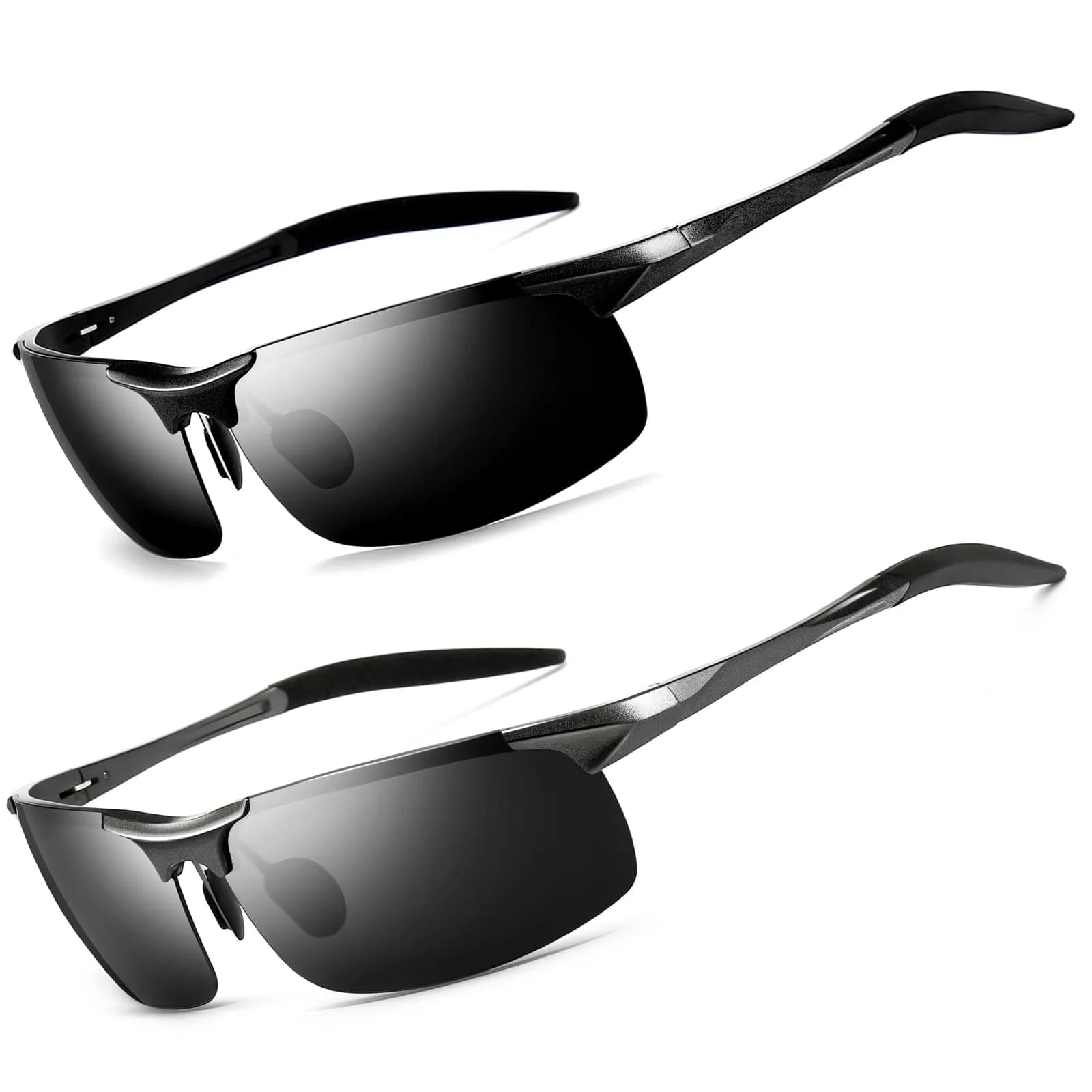 SUNGAIT Men's HD Polarized Sunglasses for Driving Cycling Running UV400 (Gunmetal/Gray & Black/Gray) | Lightweight Metal Frame — Gunmetal/Gray & Black/Gray