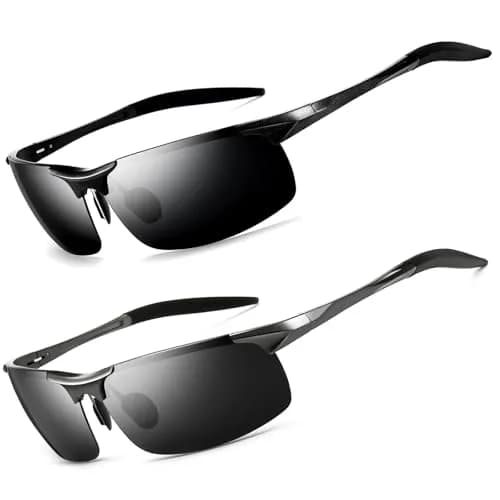 SUNGAIT Men's HD Polarized Sunglasses for Driving Cycling Running UV400 (Gunmetal/Gray & Black/Gray) | Lightweight Metal Frame thumbnail 1