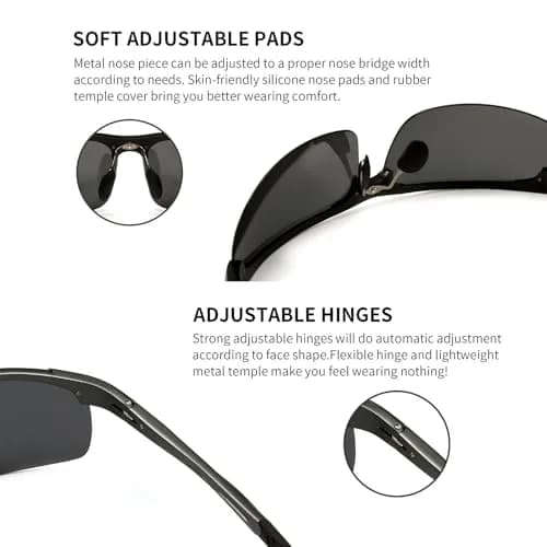 SUNGAIT Men's HD Polarized Sunglasses for Driving Cycling Running UV400 (Gunmetal/Gray & Black/Gray) | Lightweight Metal Frame thumbnail 4