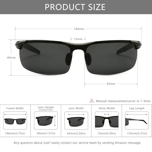 SUNGAIT Men's HD Polarized Sunglasses for Driving Cycling Running UV400 (Gunmetal/Gray & Black/Gray) | Lightweight Metal Frame thumbnail 5