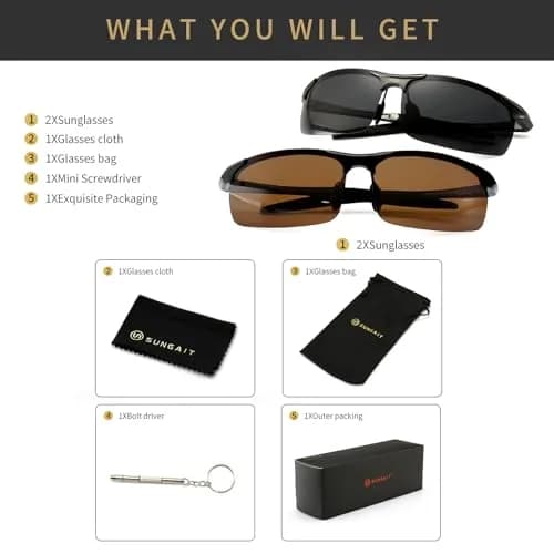 SUNGAIT Men's HD Polarized Sunglasses for Driving & Outdoor Activities | UV400 Protection, Lightweight Metal Frame thumbnail 6