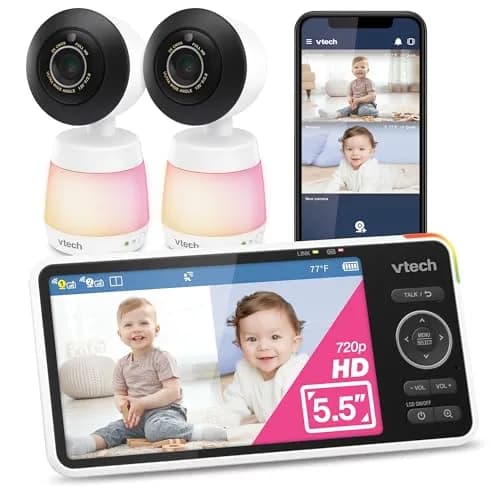 VTech Smart WiFi Baby Monitor 2K 2 Cameras | 5.5" Screen, 24X Zoom, Wide Angle, Free App thumbnail 1