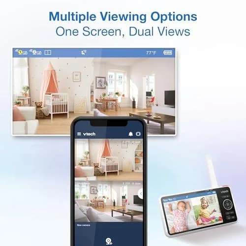 VTech Smart WiFi Baby Monitor 2K 2 Cameras | 5.5" Screen, 24X Zoom, Wide Angle, Free App thumbnail 7