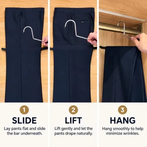 Huji Reversed Hook Heavy Duty Metal Pants Hangers 15.5" | Extra Long, Non-Slip, Wrinkle-Free (Reversed Hook, Set of 10) thumbnail 4