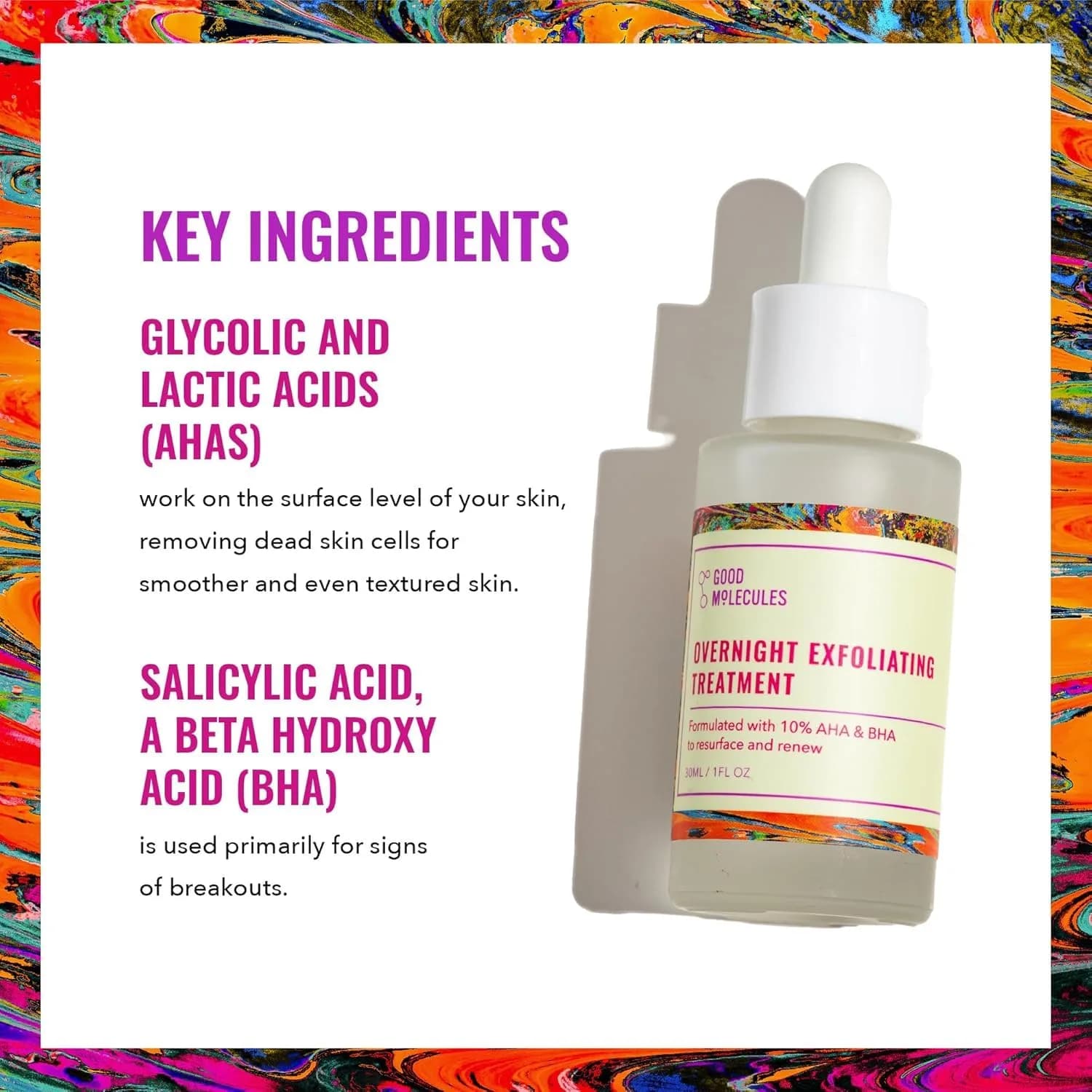 Good Molecules Overnight Exfoliating Treatment 3 x 30ml (3 fl oz) | Resurfaces Skin with AHA & BHA - view 3