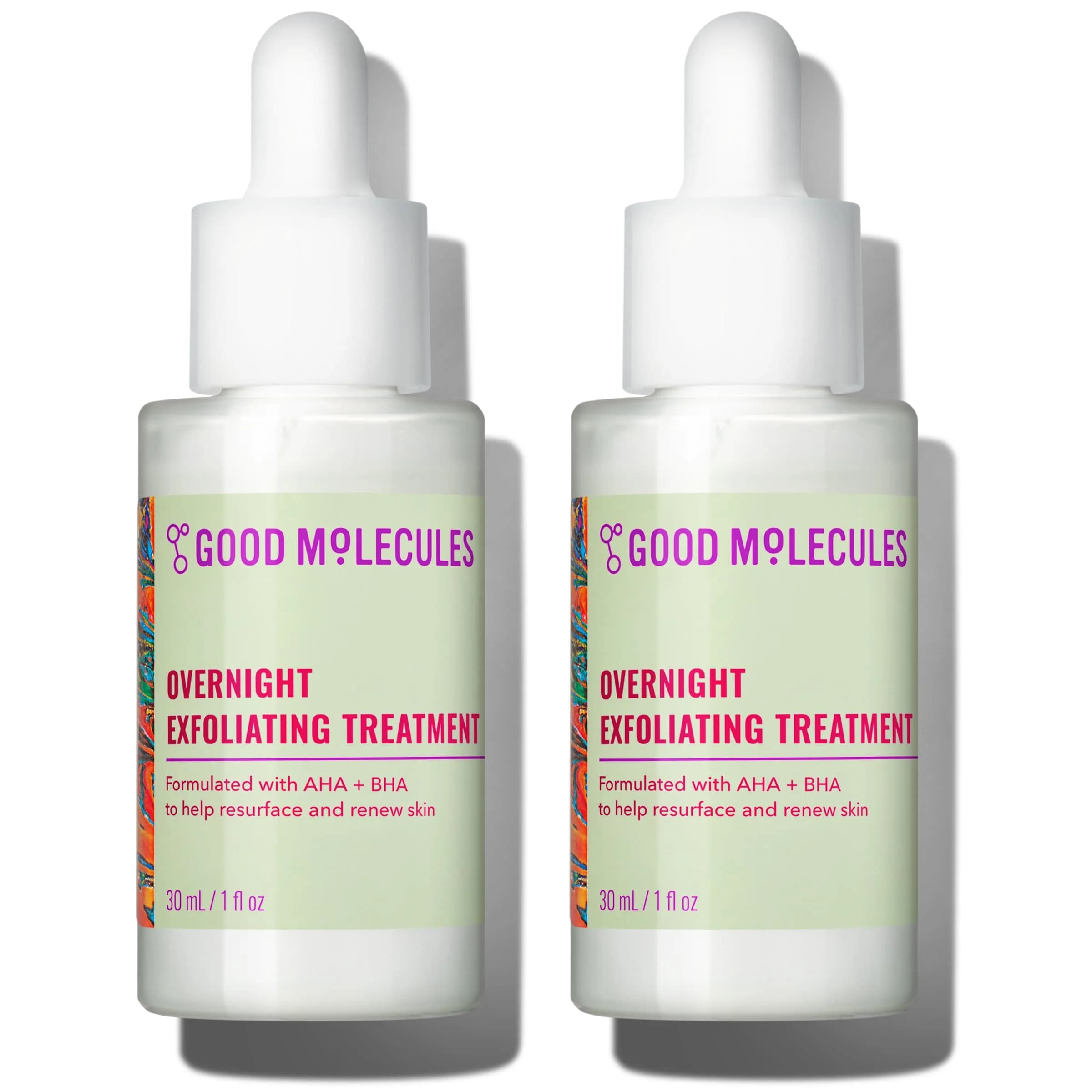 Good Molecules Overnight Exfoliating Treatment 60ml (2 x 30ml) | Glycolic & Salicylic Acid for Resurfacing - main product image