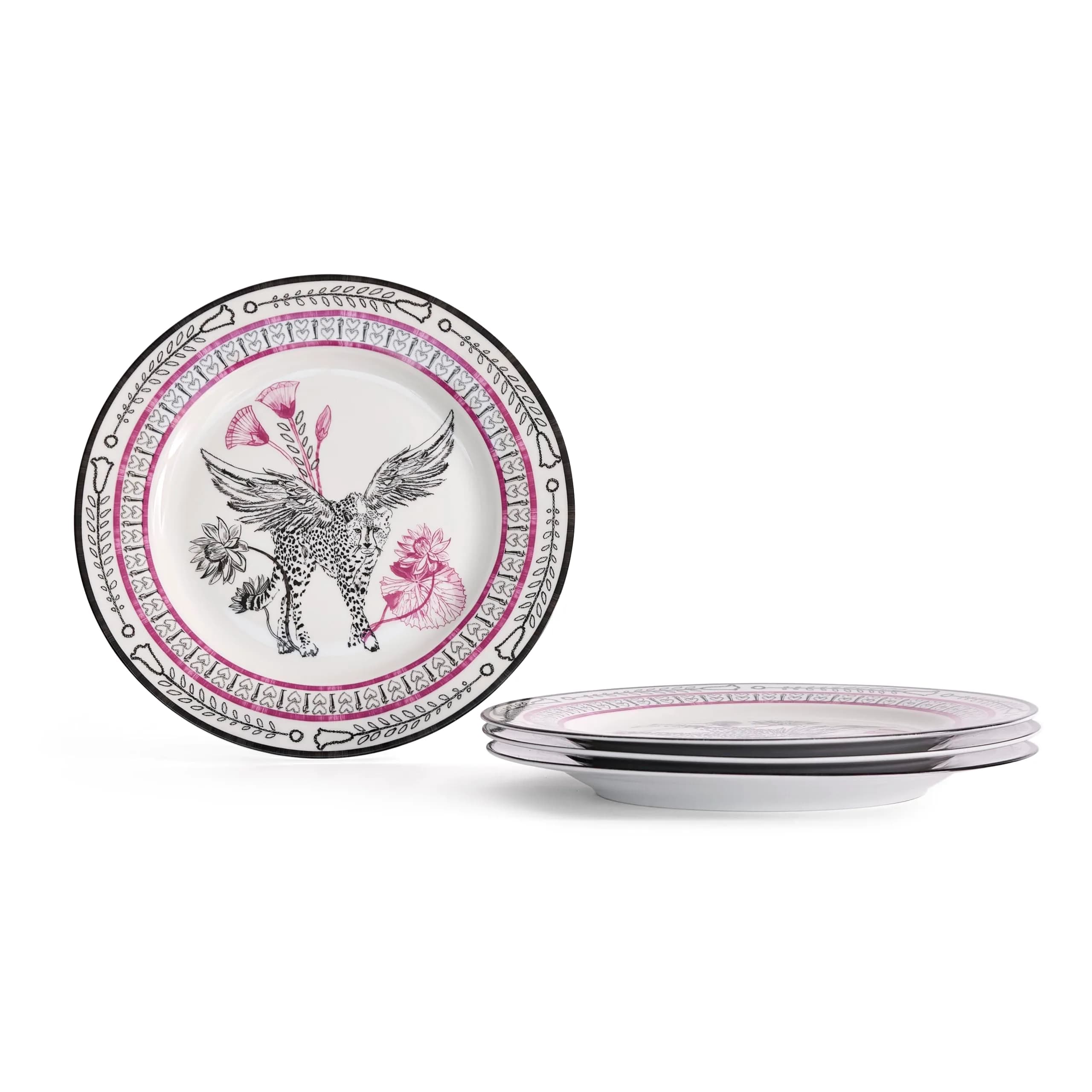Marchesa Serengeti 4-Piece Dinner Plate Set Porcelain | Eclectic Romanticism & Playful Sophistication (70-120 chars) - main product image