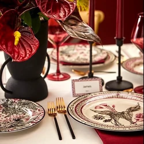 Marchesa Serengeti 4-Piece Dinner Plate Set Porcelain | Eclectic Romanticism & Playful Sophistication (70-120 chars) thumbnail 4