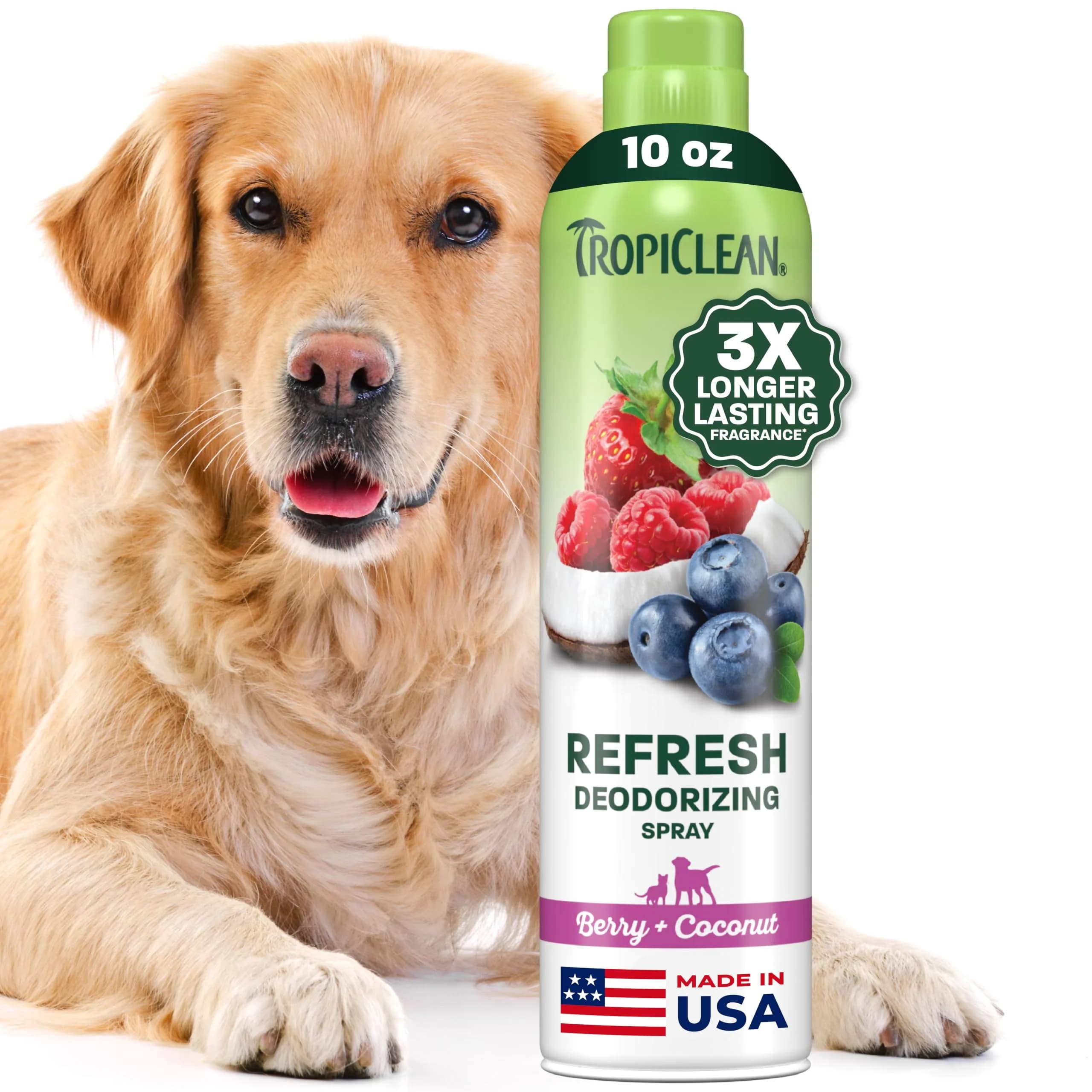 TropiClean Dog Perfume, Berry & Coconut Scented Dog Deodorizing Spray, 10oz | 3X Long-Lasting Fragrance for Dogs - main product image