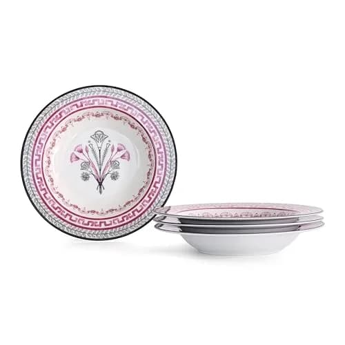 Marchesa Serengeti 4-Piece Porcelain Pasta Bowl Set | Modern Serengeti Motif, Dishwasher & Microwave Safe thumbnail 1