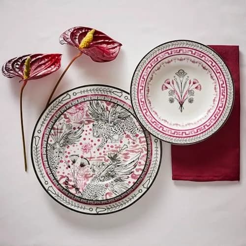 Marchesa Serengeti 4-Piece Porcelain Pasta Bowl Set | Modern Serengeti Motif, Dishwasher & Microwave Safe thumbnail 3
