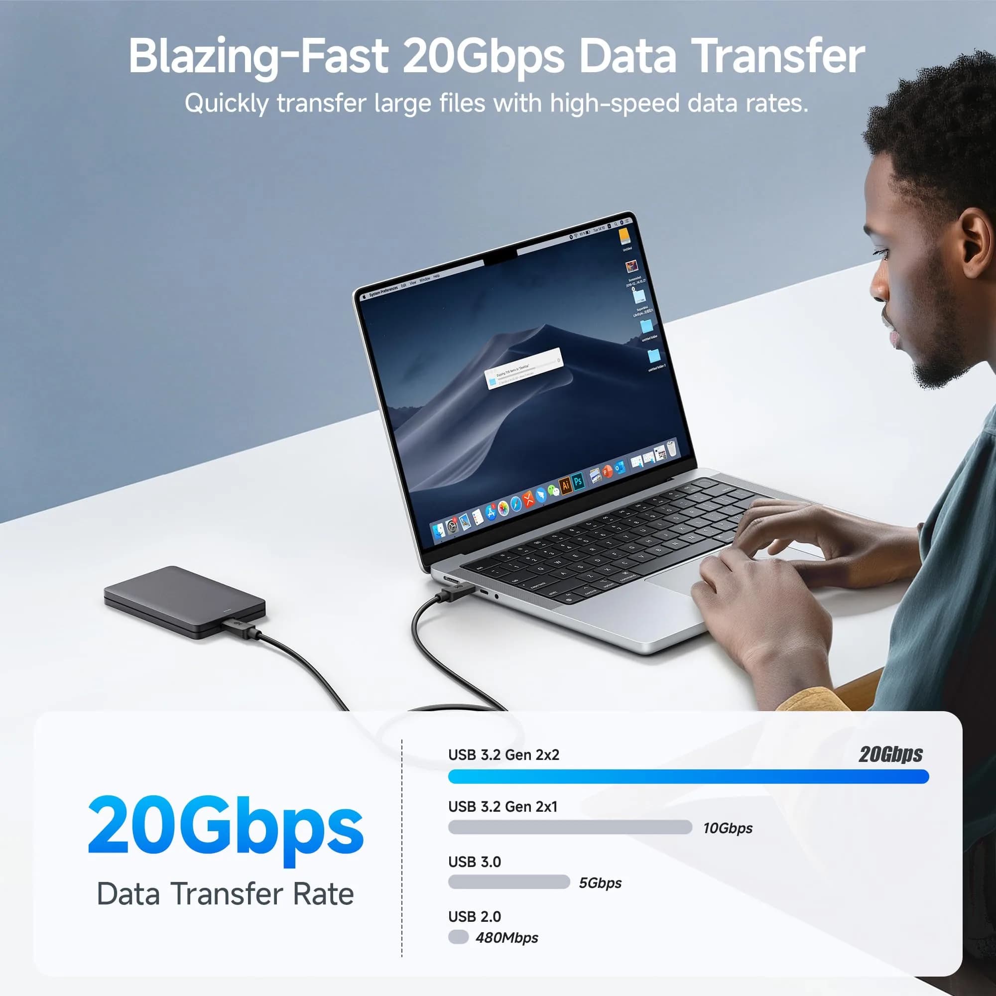 Cable Matters 2-Pack 3ft USB C to USB C Monitor Cable, 20Gbps, 240W PD, 8K Video, Thunderbolt 3 Compatible - view 2