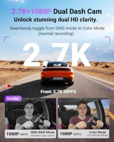 VANTRUE S1 Pro-2CH DMS 2.7K Dash Camera | STARVIS 2 Night Vision, ADAS, WiFi & GPS, 18M Warranty thumbnail 3