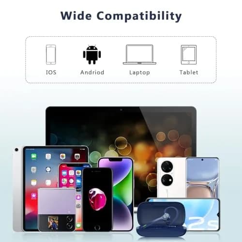 HEIBAS Bluetooth Headset Wireless Earpiece with Mic for Work | 18-23H Talk Time, 10m Range, Dual Connection thumbnail 8