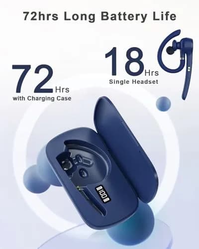 HEIBAS Bluetooth Headset Wireless Earpiece with Mic for Work | 18-23H Talk Time, 10m Range, Dual Connection thumbnail 2
