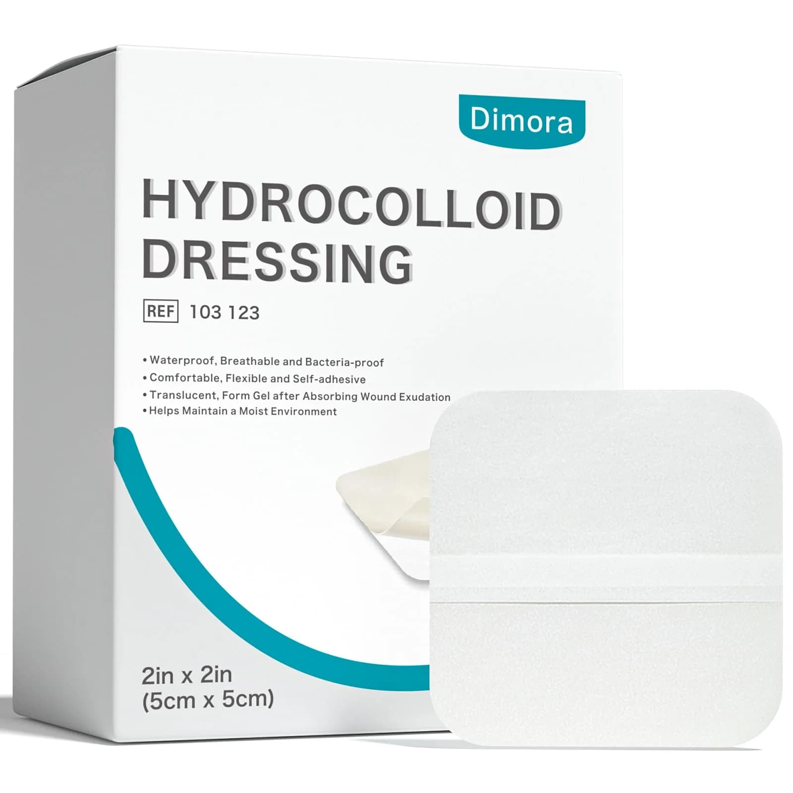 Dimora Hydrocolloid Bandages 50 Count 2" x 2" | Moist Healing Environment for Wound Recovery - main product image