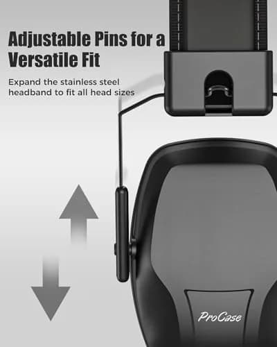 ProCase Noise Cancelling Earmuffs SNR 29dB, Black | Adjustable Soundproof Ear Defenders for Autism Sensory, Work, Shooting, Construction, Mowing thumbnail 4