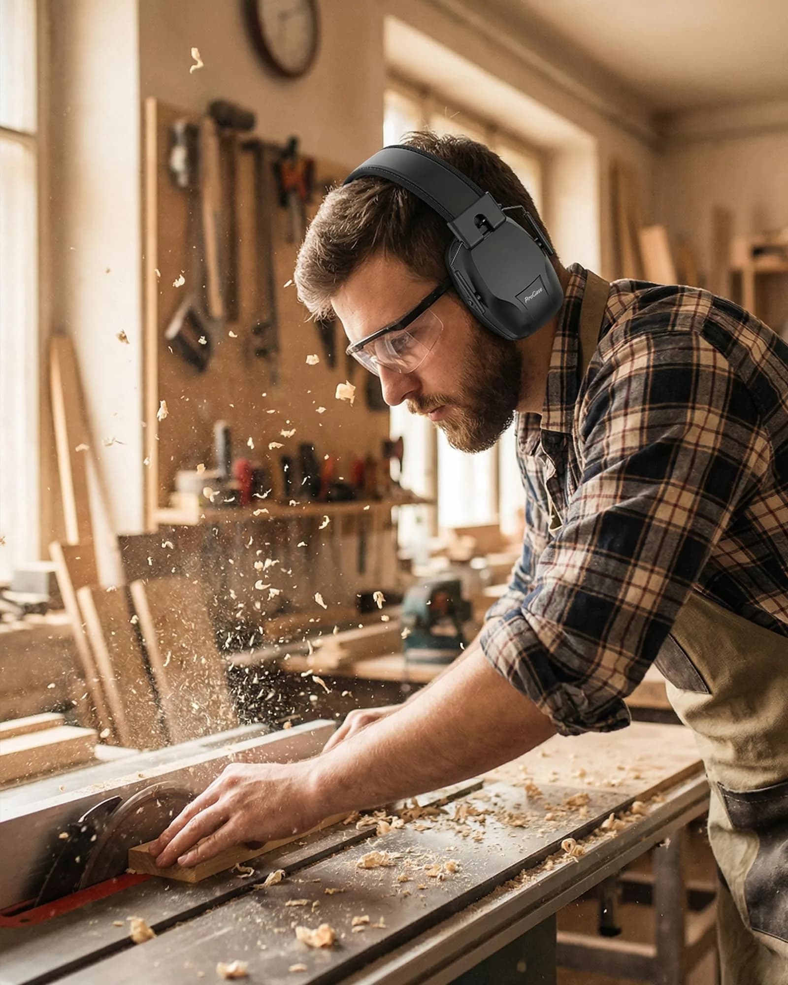 ProCase Noise Cancelling Earmuffs SNR 29dB, Black | Adjustable Soundproof Ear Defenders for Autism Sensory, Work, Shooting, Construction, Mowing - view 7