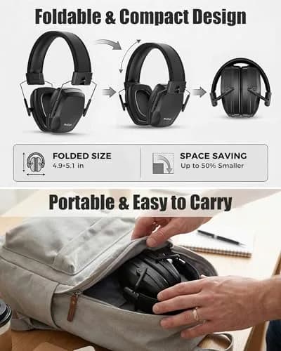 ProCase Noise Cancelling Earmuffs SNR 29dB, Black | Adjustable Soundproof Ear Defenders for Autism Sensory, Work, Shooting, Construction, Mowing thumbnail 3