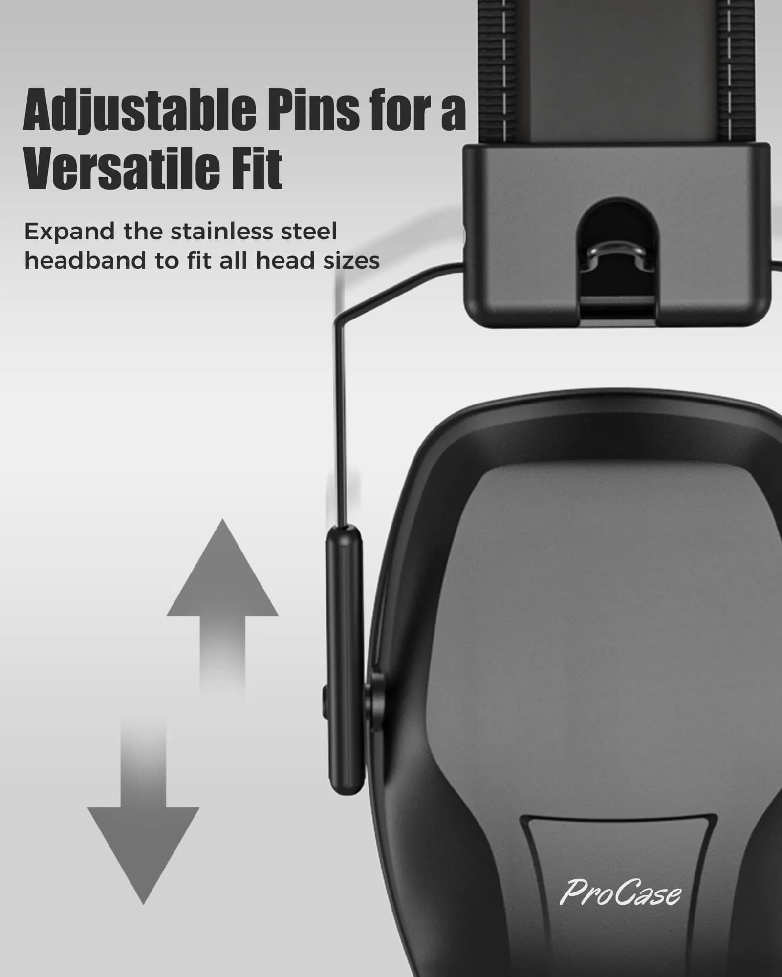 ProCase Noise Cancelling Earmuffs SNR 29dB, Black | Adjustable Soundproof Ear Defenders for Autism Sensory, Work, Shooting, Construction, Mowing - view 4
