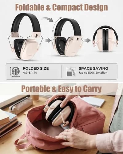 ProCase Noise Reduction Ear Muffs SNR 29dB, Hearing Protection Headphones for Adults, Adjustable Soundproof Ear Defenders for Shooting, Construction, Mowing - Pink (1 Unit) thumbnail 3