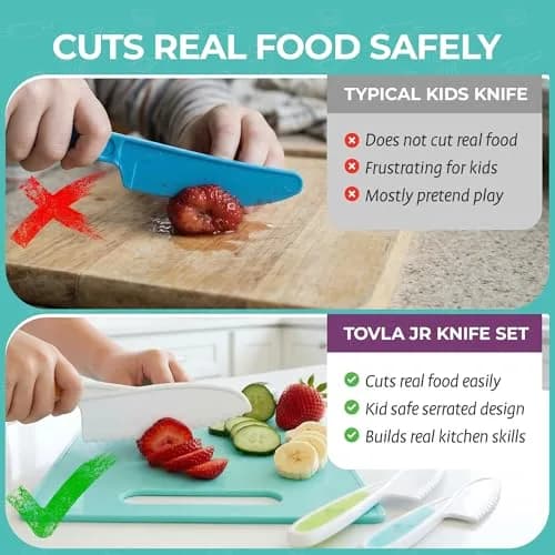 Tovla Jr. Kids Safe Knife Set for Real Cooking | Toddler Tools | Ages 4-12 | 5-Piece Set thumbnail 6
