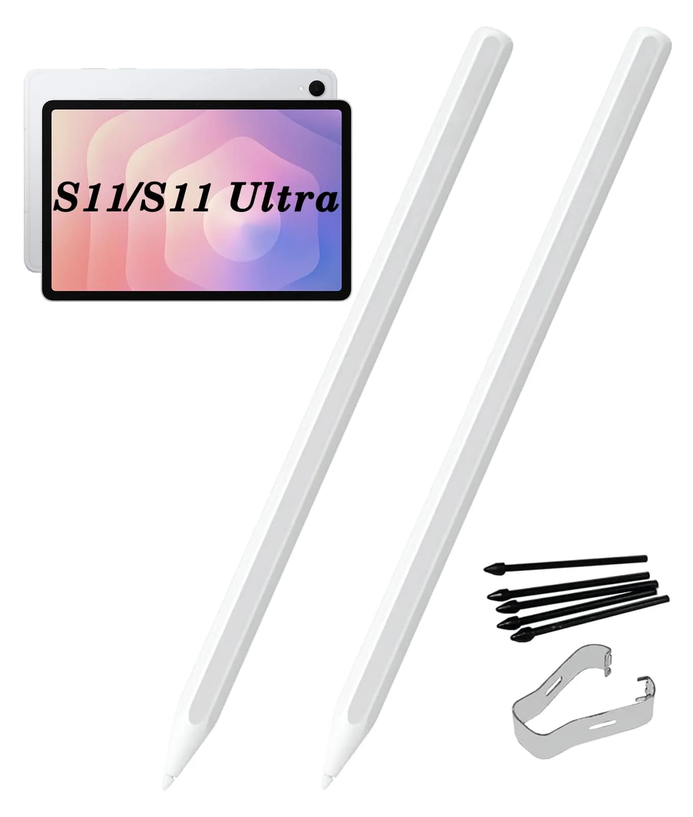 Alovexiong 2 Pack Stylus Pen for Samsung Galaxy Tab S11/S11 Ultra S Pen, 4096 Pressure Levels | White — 2Pcs Pens