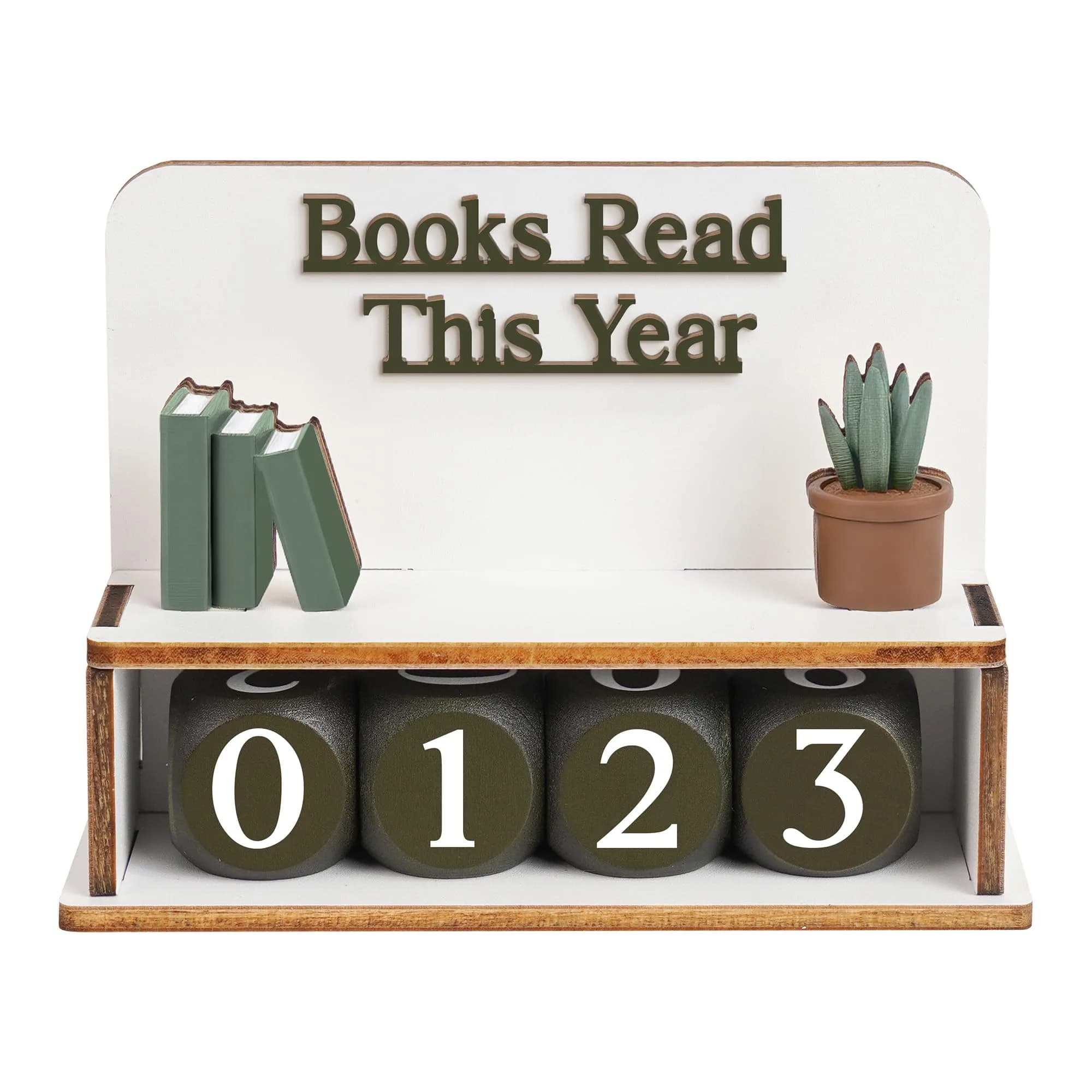 DINIZON Books Read This Year Counter, Wooden Book Reading Tracker 16.5cm (6.5" L x 4.6" W) | Track Your Reading Journey - main product image