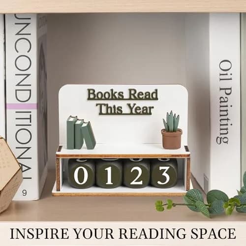 DINIZON Books Read This Year Counter, Wooden Book Reading Tracker 16.5cm (6.5" L x 4.6" W) | Track Your Reading Journey thumbnail 7